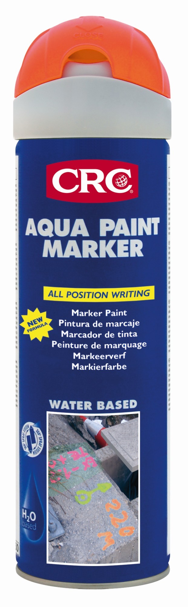 AQUA PAINT MARKER - Pintura de marcaje temporal respetuoso con el medio ambiente - AQUA PAINT MARKER FLUO NARANJA 500 ML