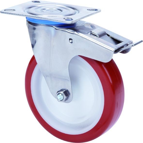 SERIE ZLI INOX-POL, Giratorio/Platina/Freno Rueda y Soporte 2-3100