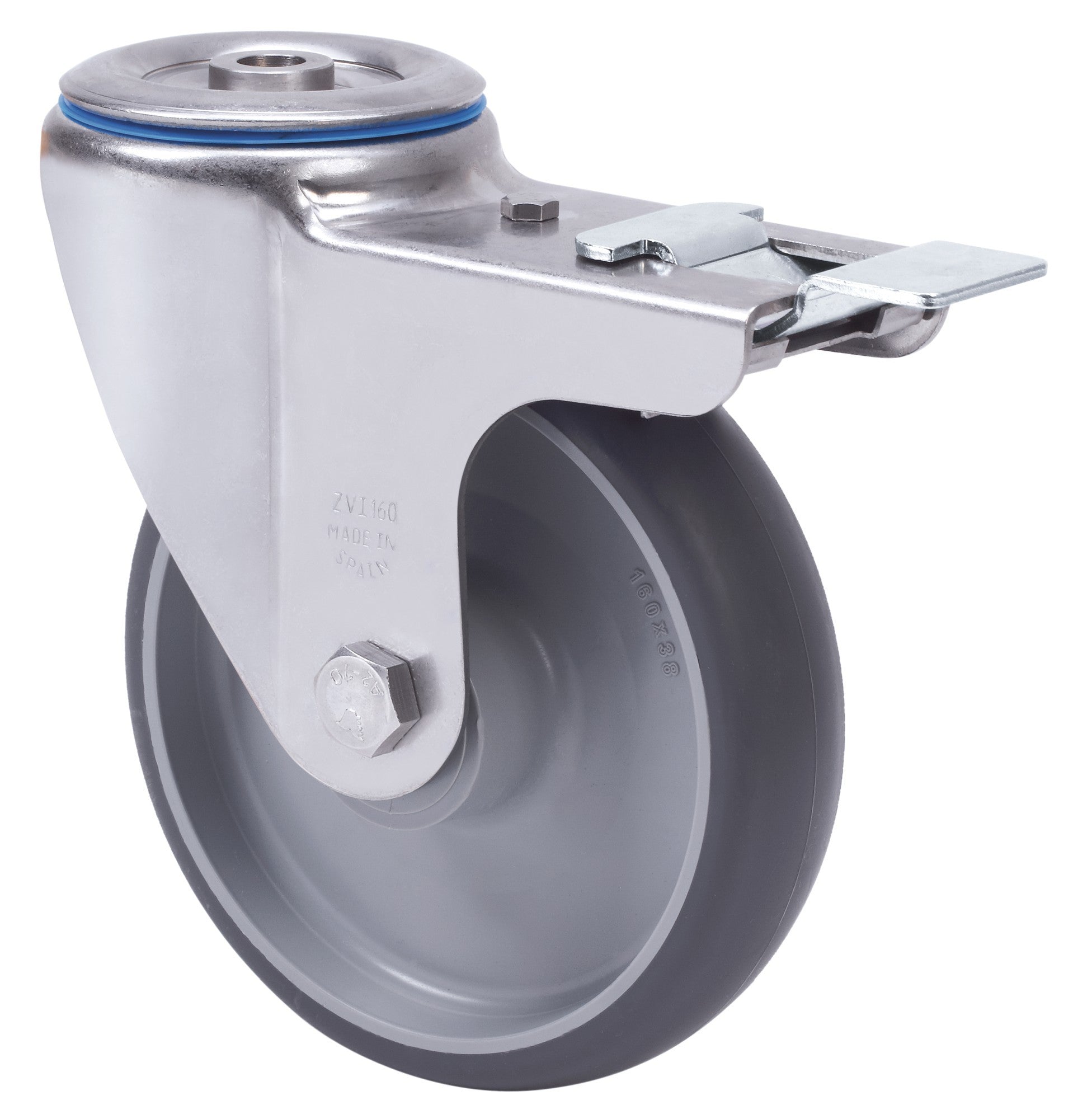 SERIE ZVI INOX-PGZ, Giratorio/Agujero pasante/Freno Rueda y Soporte 2-3308