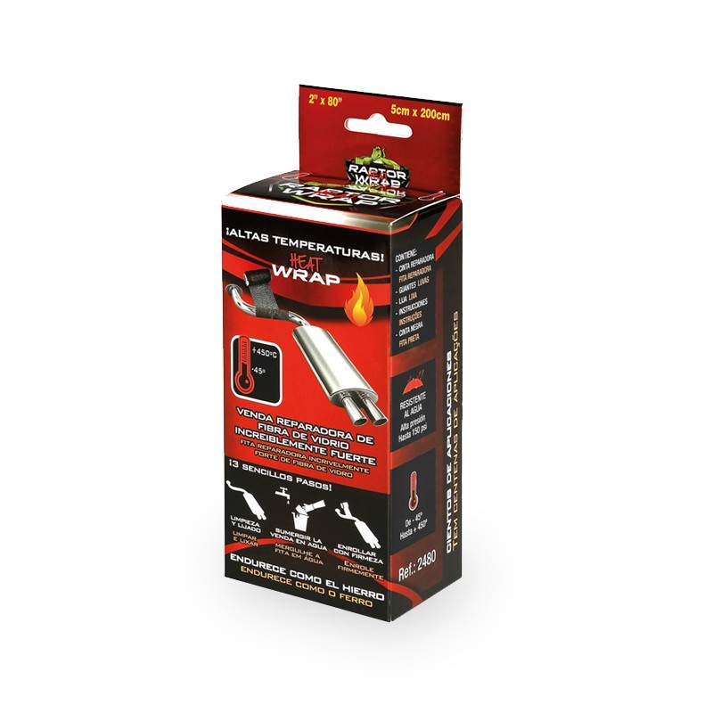 RAPTOR WRAP VENDA REPARADORA DE FIBRA DE VIDRIO ALTAS TEMPERATURA 5 X 200 CM 2480