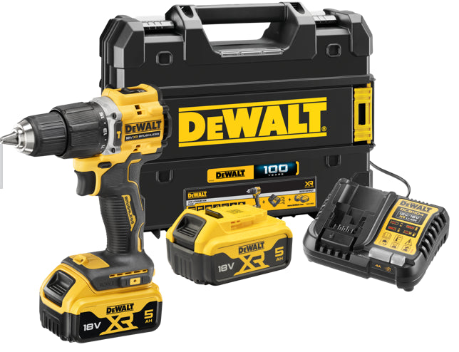 Taladro Dewalt 100 años DCD100YP2T con bat de 5.0ah