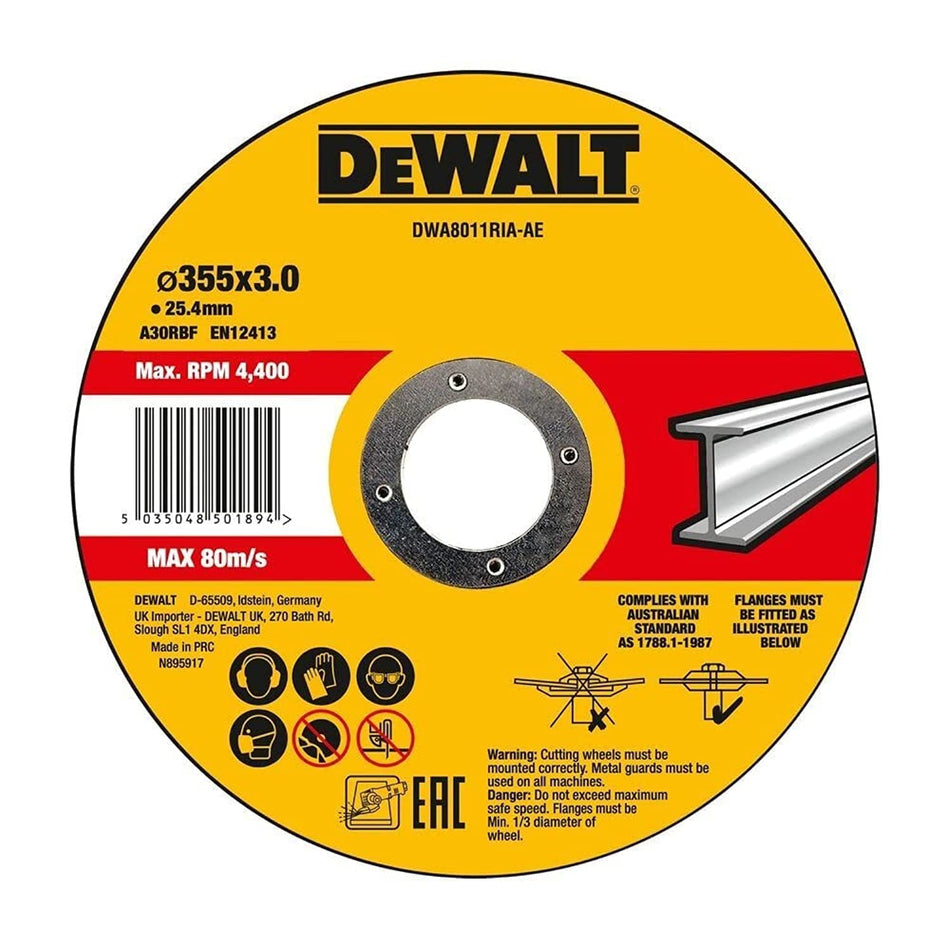Disco Sierra Tronzadora Metal 355 x 3mm Dewalt DWA8011RIA-AE