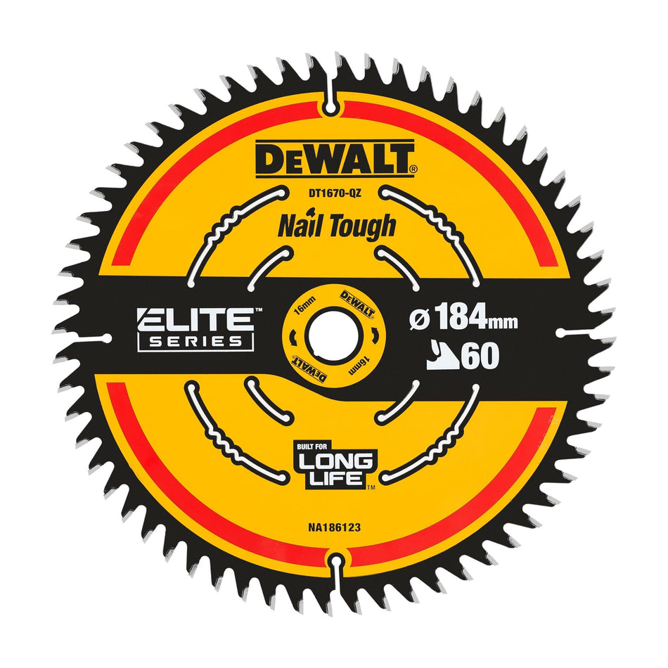 Hoja Sierra Circular Portátil ELITE 184mm 60T Dewalt DT1670-QZ