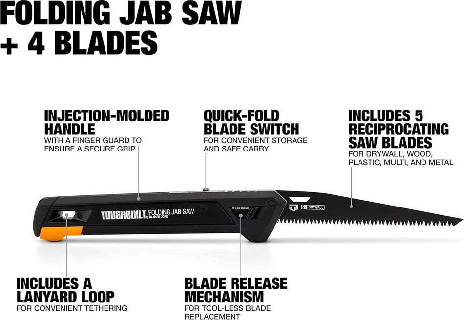 Sierra de Jab Plegable con 4 Hojas Intercambiables Toughbuilt TB-H4S5-23FU-BEA
