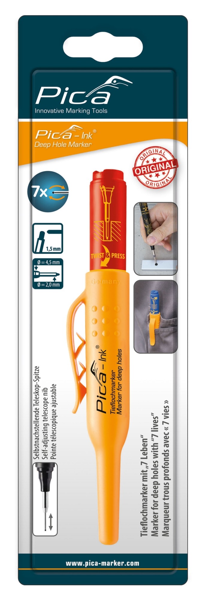 Marcador permanente de tinta para agujeros profundos Ink (Rojo) en blister