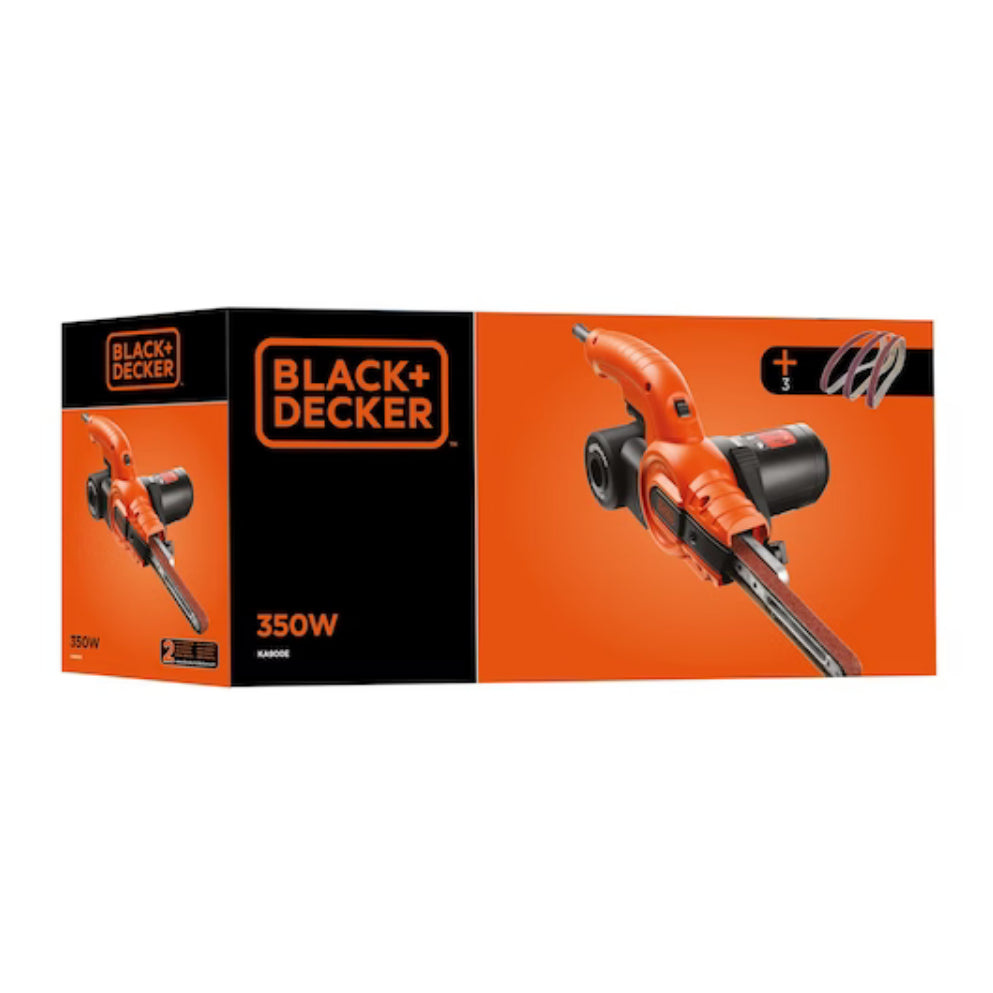 Lijadora Black&Decker KA900E-QS de Lima 350W, velocidad variable, tamaño de hoja 451 x 13mm. Incluye 3 bandas de lija