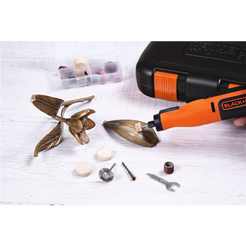 Multi-Herramienta Rotativa Black&Decker 7,2V y bat integrada 1,5Ah. Con 53 acces, cable USB y estuche transporte