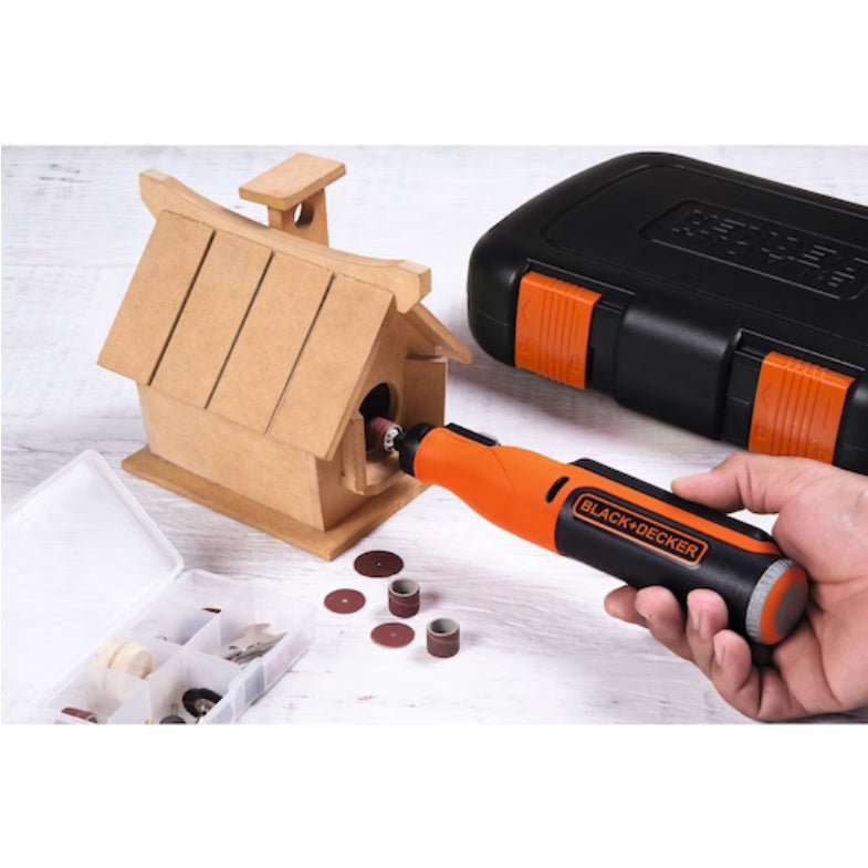 Multi-Herramienta Rotativa Black&Decker 7,2V y bat integrada 1,5Ah. Con 53 acces, cable USB y estuche transporte