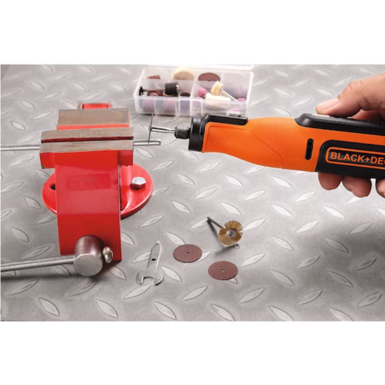 Multi-Herramienta Rotativa Black&Decker 7,2V y bat integrada 1,5Ah. Con 53 acces, cable USB y estuche transporte