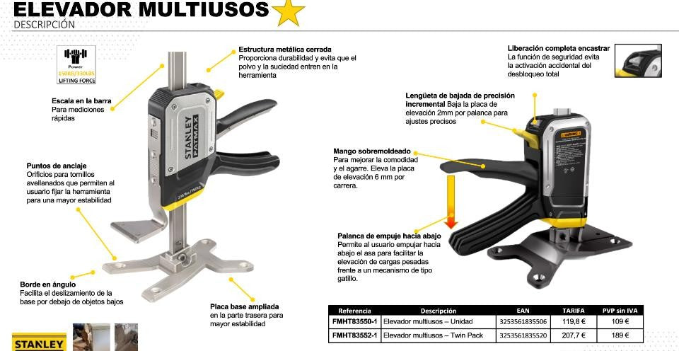 Preventa Gatos elevadores multiusos Stanley Fatmax FMHT83552-2 Pack 2 uds