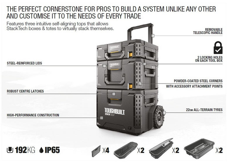 Carro Toughbuilt StackTech de 3 módulos TB-B1D3-B-70R-BEA