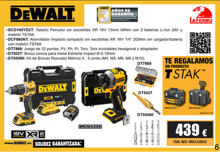 Oferta Feria Pack DCD100YD2T + DCF860NT + DT7969 + DT5027 + DT50060 17-18 Octubre 2024