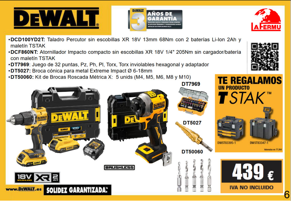 Oferta Feria Pack DCD100YD2T + DCF860NT + DT7969 + DT5027 + DT50060 17-18 Octubre 2024