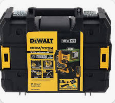 Nivel láser Dewalt 3X360 verde motorizado DCLE34035D1 con batería 18V 2.0 Ah y cargador