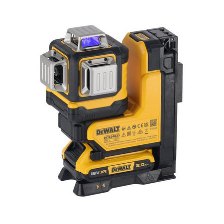 Nivel láser Dewalt 3X360 verde motorizado DCLE34035D1 con batería 18V 2.0 Ah y cargador