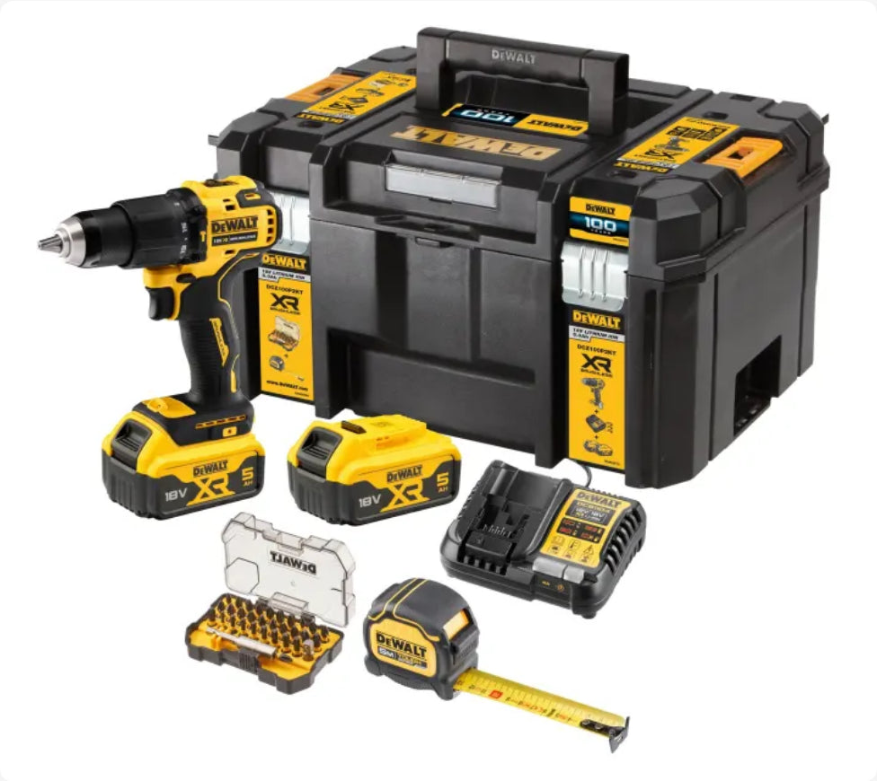 Taladro Dewalt DCZ100P2KT-QW percutor a batería Li-Ion de 18V 5Ah