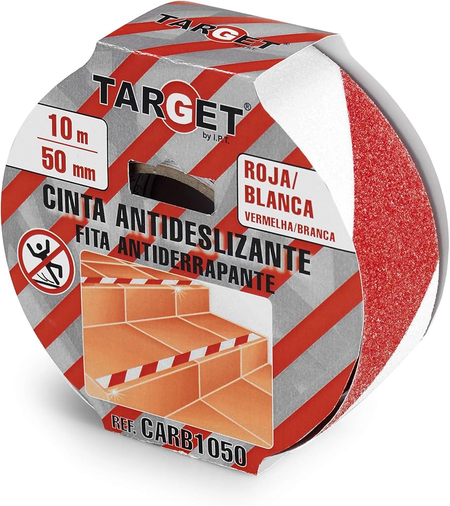 Ipt Cinta Adhesiva Antideslizante Roja/Blanca De 10 M X 50 Mm  Carb1050