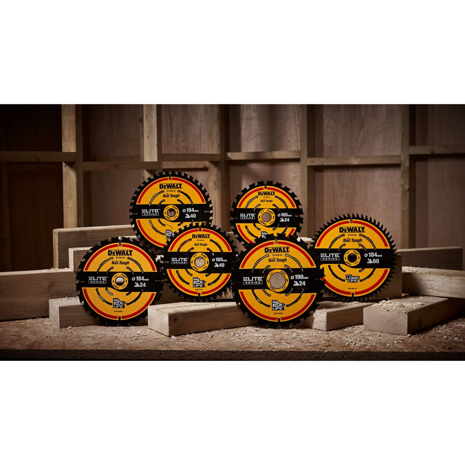 Juego 3 Hojas Sierra Circular Portátil ELITE 165mm 24T/40T Dewalt DT10397-QZ