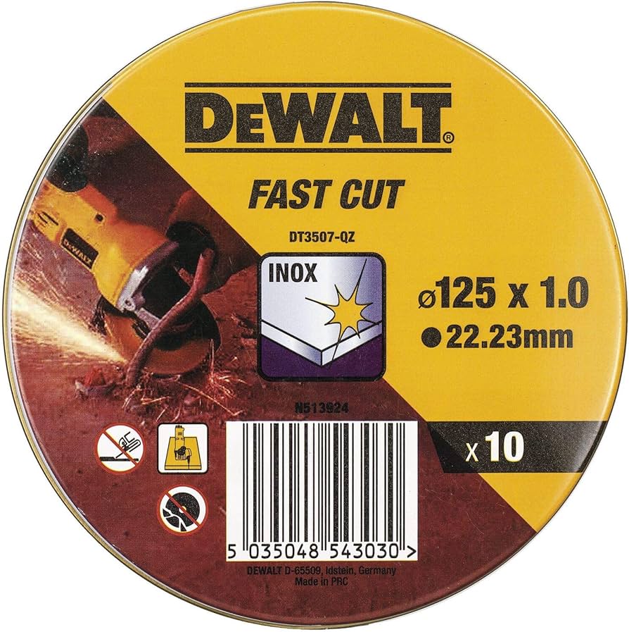 Lata 10 Discos Corte Inox 125x1mm Alto Desempeño Dewalt DT3507-QZ