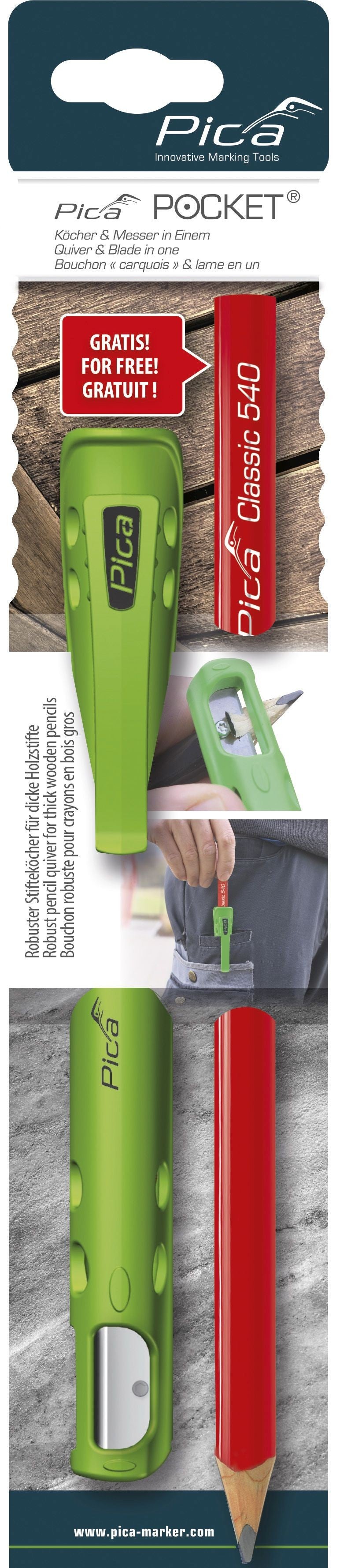 Conjunto funda Pica POCKET + lápiz Pica Classic carpintero de 240 mm