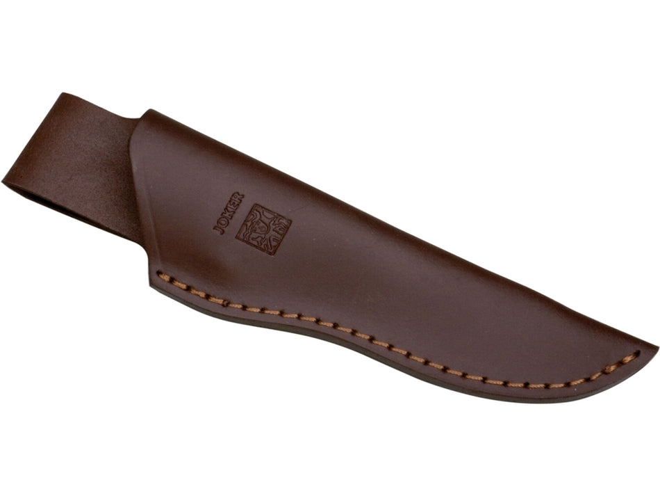 CUCHILLO DE MONTE JOKER OSO, ENTERIZO, MANGO ASTA DE CIERVO,HOJA DE 12 CM. FUNDA DE CUERO