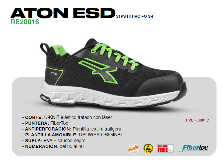 U POWER Zapato de seguridad modelo ATON ESD - RE20016