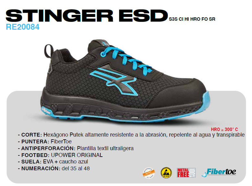 U POWER Zapato de seguridad modelo STINGER ESD - RE20084
