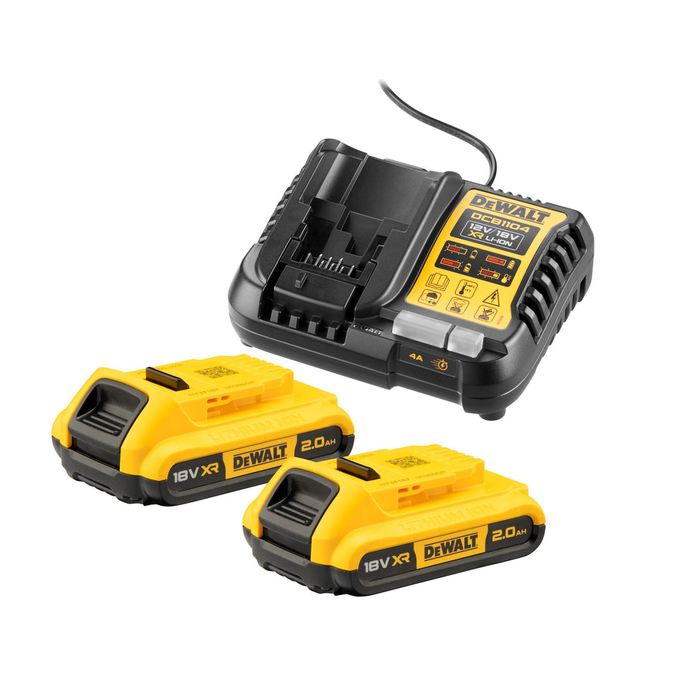 KIT 2 Baterías 2Ah + Cargador XR 18V Dewalt DCB1104D2