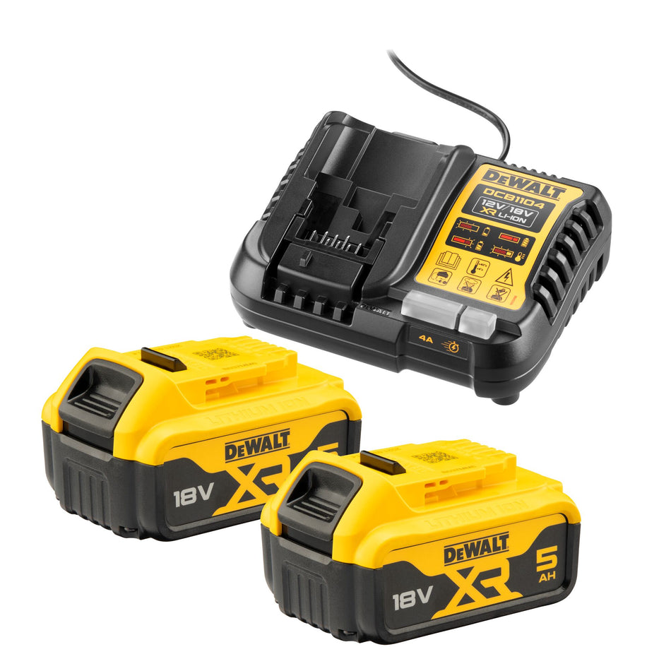 KIT 2 Baterías 5Ah + Cargador XR 18V Dewalt DCB1104P2
