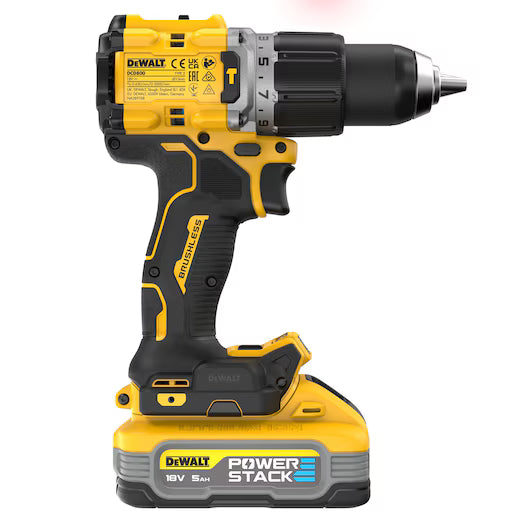 Taladro Percutor 13mm 90Nm XR 18V con 2 Baterías POWERSTACK 5Ah y TSTAK Dewalt DCD805H2T