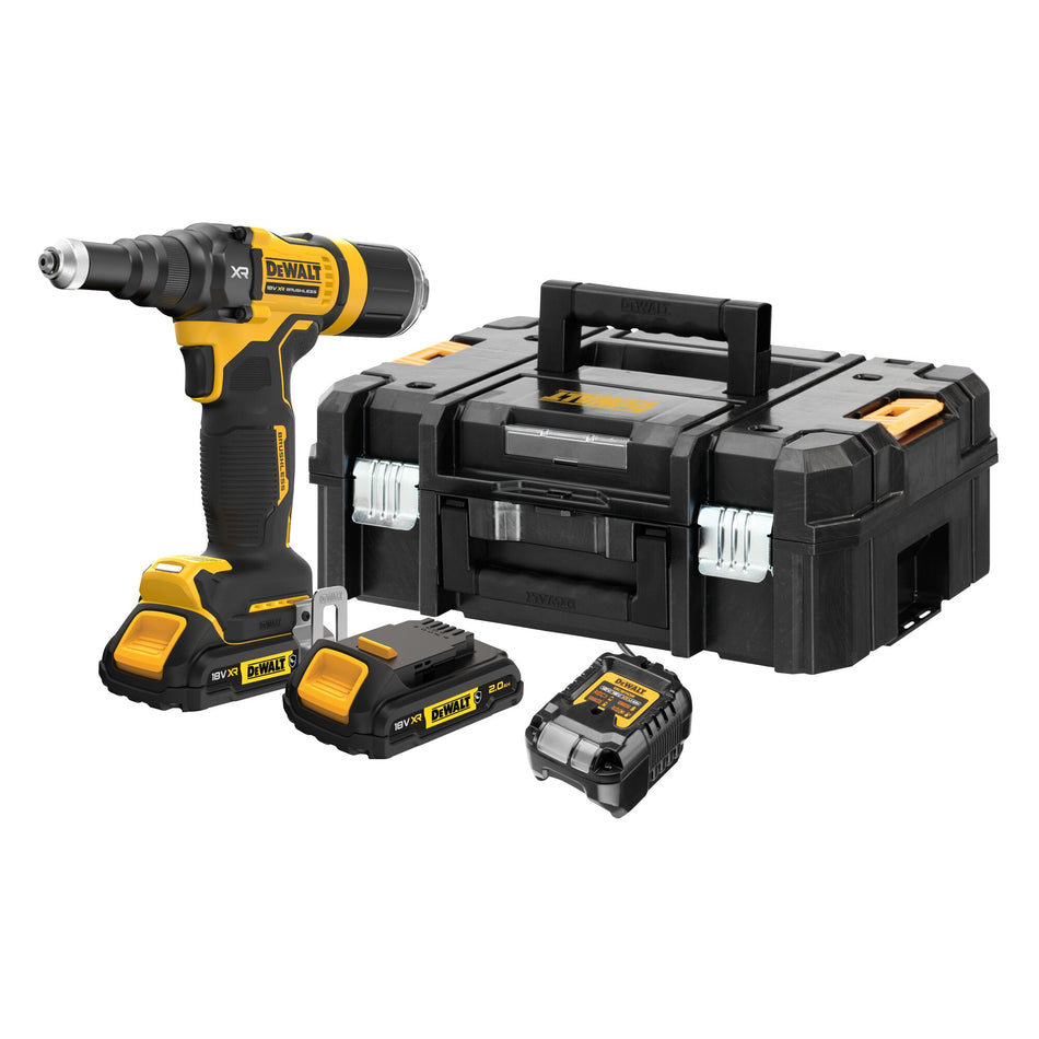 Remachadora 4,8mm XR 18V con 2 Baterías 2Ah Dewalt DCF403D2GT