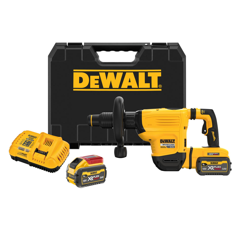 Martillo Demoledor SDS Max 6kg 10,5J XR FLEXVOLT con 2 Baterías 9Ah y Maletín Dewalt DCH832X2