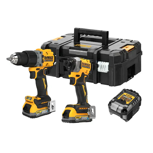 KIT Taladro Percutor + Atornillador Impacto con 2 Baterías POWERSTACK y TSTAK Dewalt DCK2050E2T