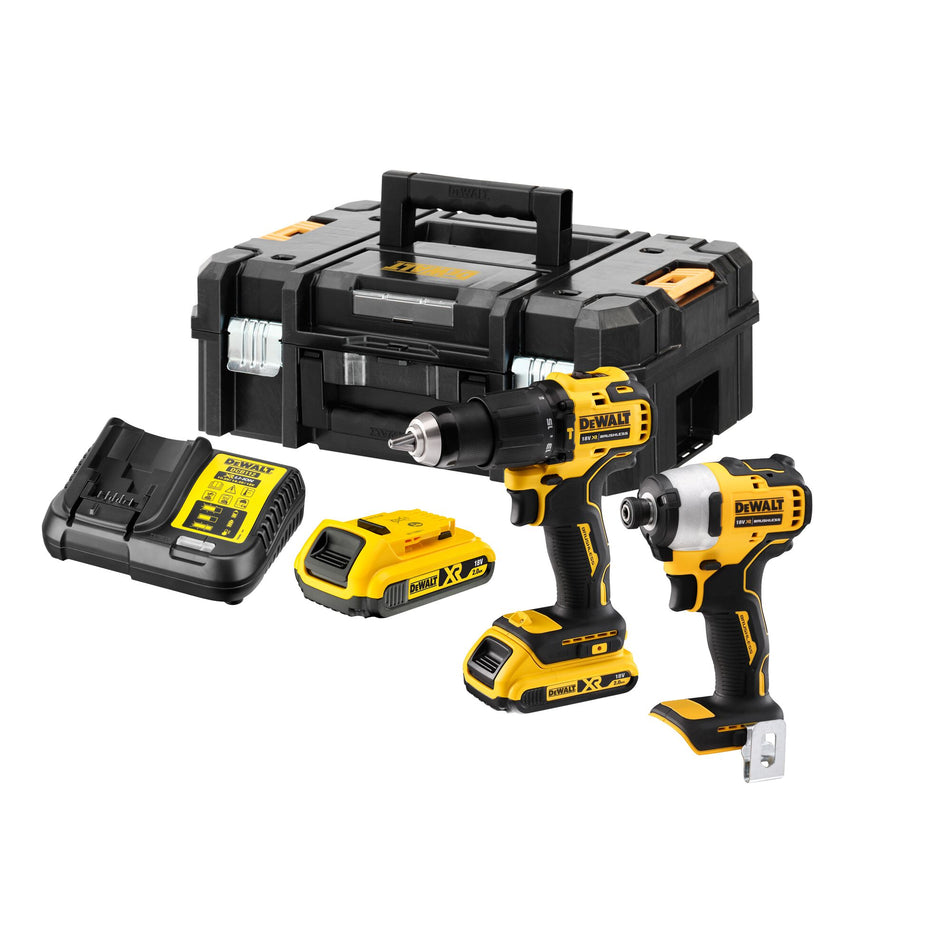 KIT Taladro Percutor + Atornillador Impacto con 2 Baterías 2Ah y TSTAK Dewalt DCK2062D2T