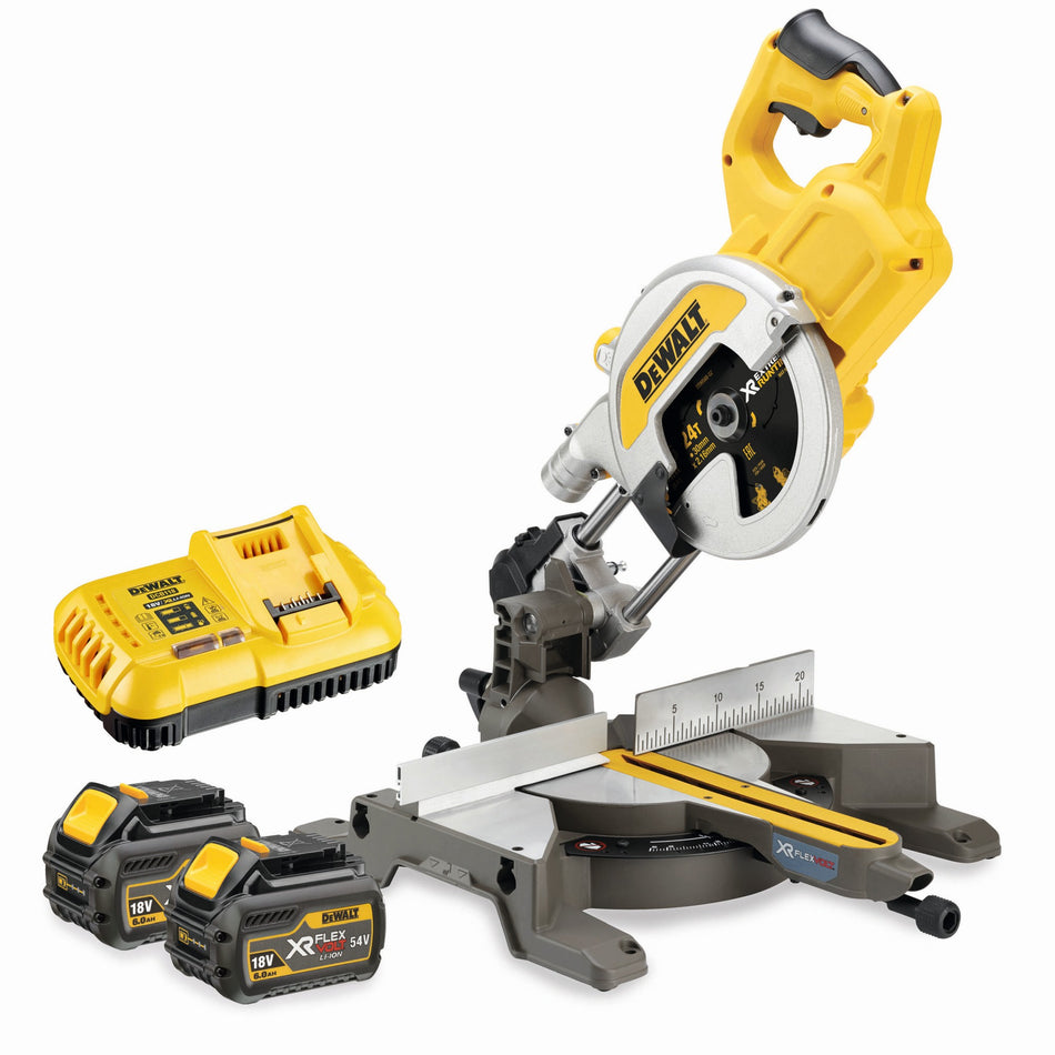 Ingletadora Telescópica Ø216mm XR FLEXVOLT con 2 Baterías 6Ah y Luz XPS Dewalt DCS777T2