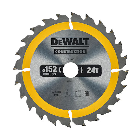 Hoja Sierra Circular Portátil 152mm 24D ATB Construcción Dewalt DT1930-QZ