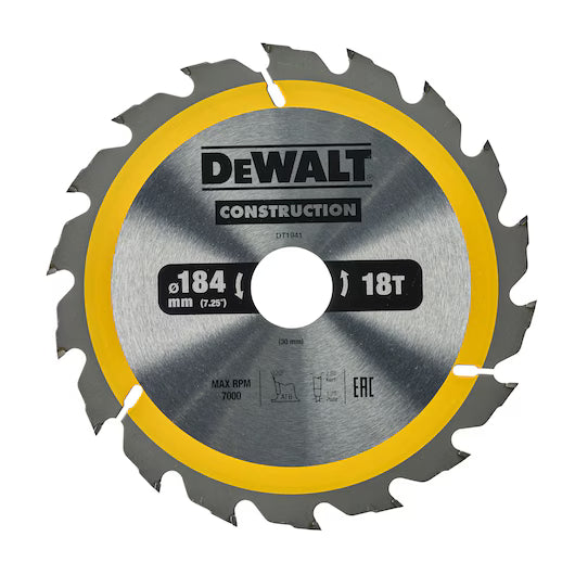 Hoja Sierra Circular Portátil 184mm 18D ATB Construcción Dewalt DT1941-QZ