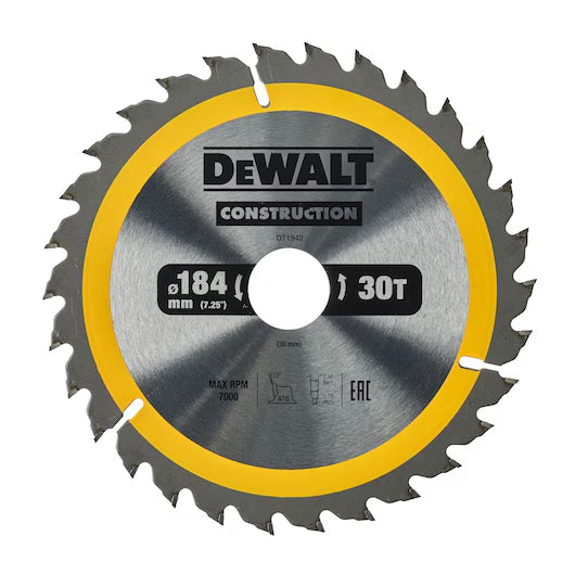 Hoja Sierra Circular Portátil 184mm 30D ATB Construcción Dewalt DT1942-QZ