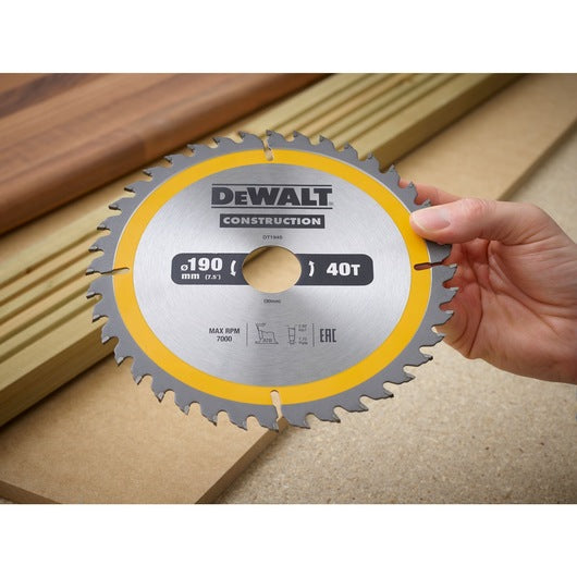 Hoja Sierra Circular Portátil 190mm 40D ATB Construcción Dewalt DT1945-QZ