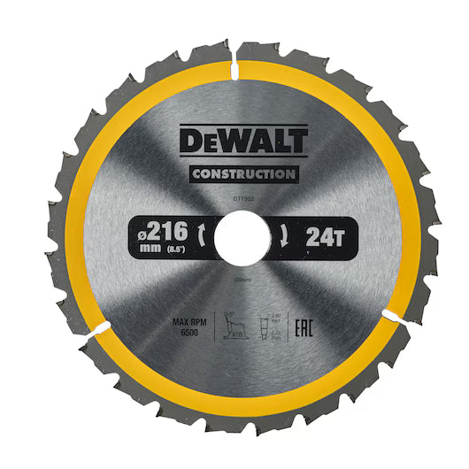 Hoja Sierra Circular Estacionaria 216mm 24D ATB (-5º) Dewalt DT1952-QZ