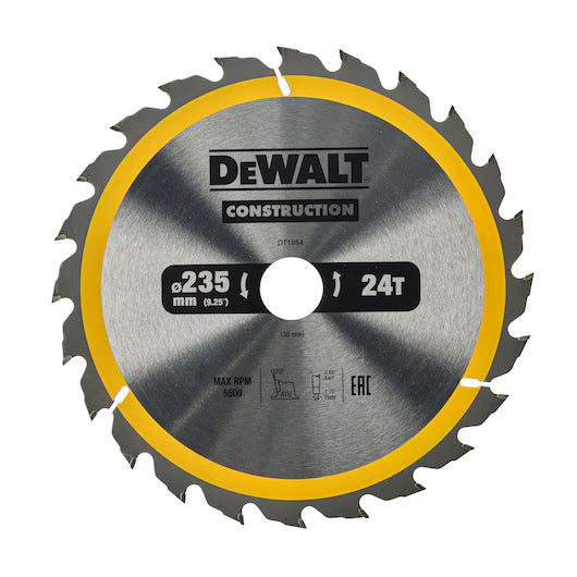 Hoja Sierra Circular Portátil 235mm 24D ATB Construcción Dewalt DT1954-QZ