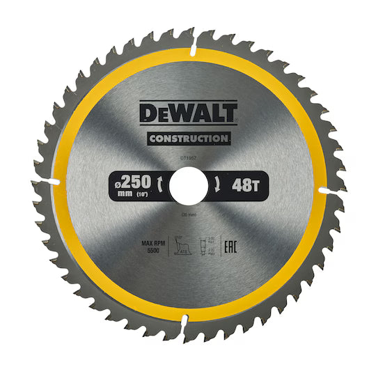 Hoja Sierra Circular Estacionaria 250mm 48D ATB (+10º) Dewalt DT1957-QZ