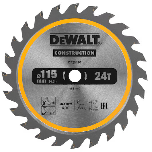 Hoja Sierra Circular Estacionaria 115mm 24D Dewalt DT20420-QZ