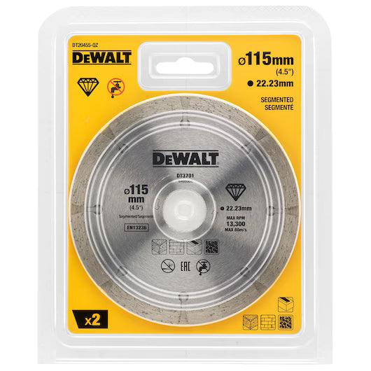 Doble Disco Diamante 115mm Segmentado Corte Seco Materiales Construcción Dewalt DT20455-QZ