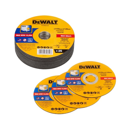 Pack 25 Discos de Corte 115x1mm Retractilado Dewalt DT20593-QZ