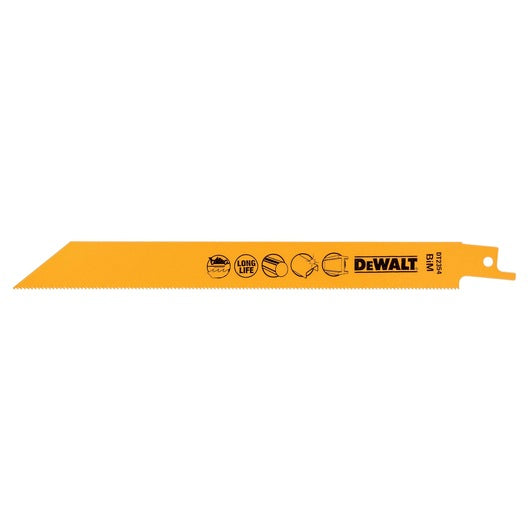 Hoja Sierra Sable Bi-Metal Corte Rápido 203mm Metal/Metales No Ferrosos (3-8mm) Dewalt DT2353-QZ