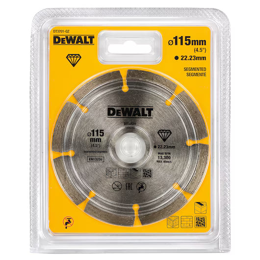 Disco Diamante Segmentado 115mm Corte Seco Materiales Construcción Dewalt DT3701-QZ