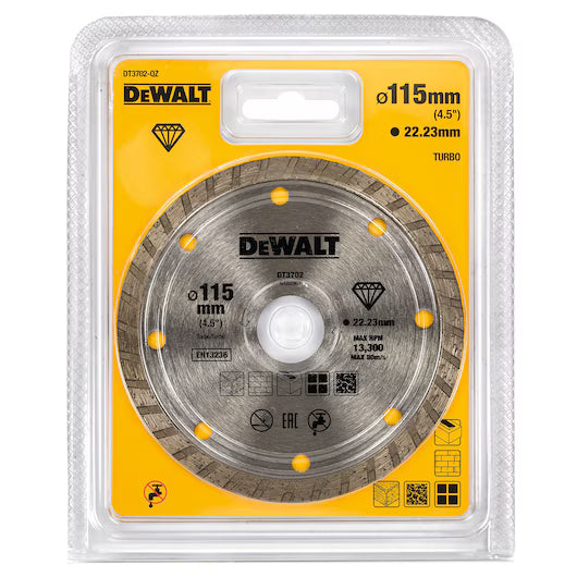 Disco Diamante Turbo 115mm Corte Seco Mármol/Granito/Piedra Natural Dewalt DT3702-QZ