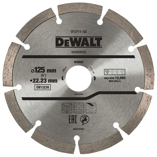 Disco Diamante Segmentado 125mm Corte Seco Materiales Construcción Dewalt DT3711-QZ