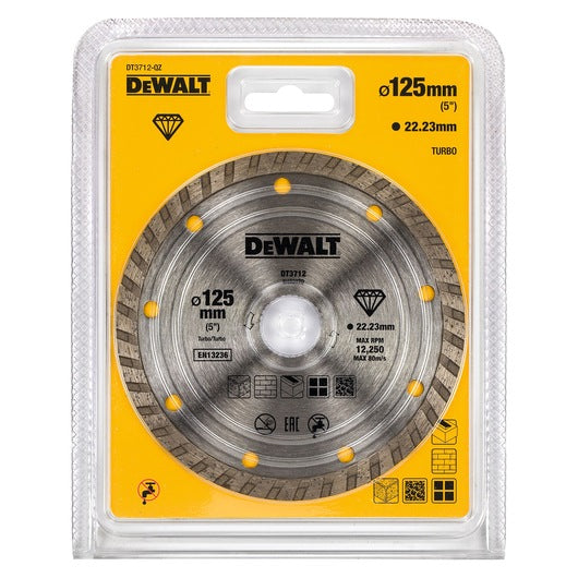 Disco Diamante Turbo 125mm Corte Seco Mármol/Granito/Piedra Natural Dewalt DT3712-QZ